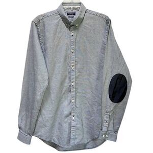 Zara Slim Fit Oxford Shirt with Elbow Patches in Grey Men’s XL